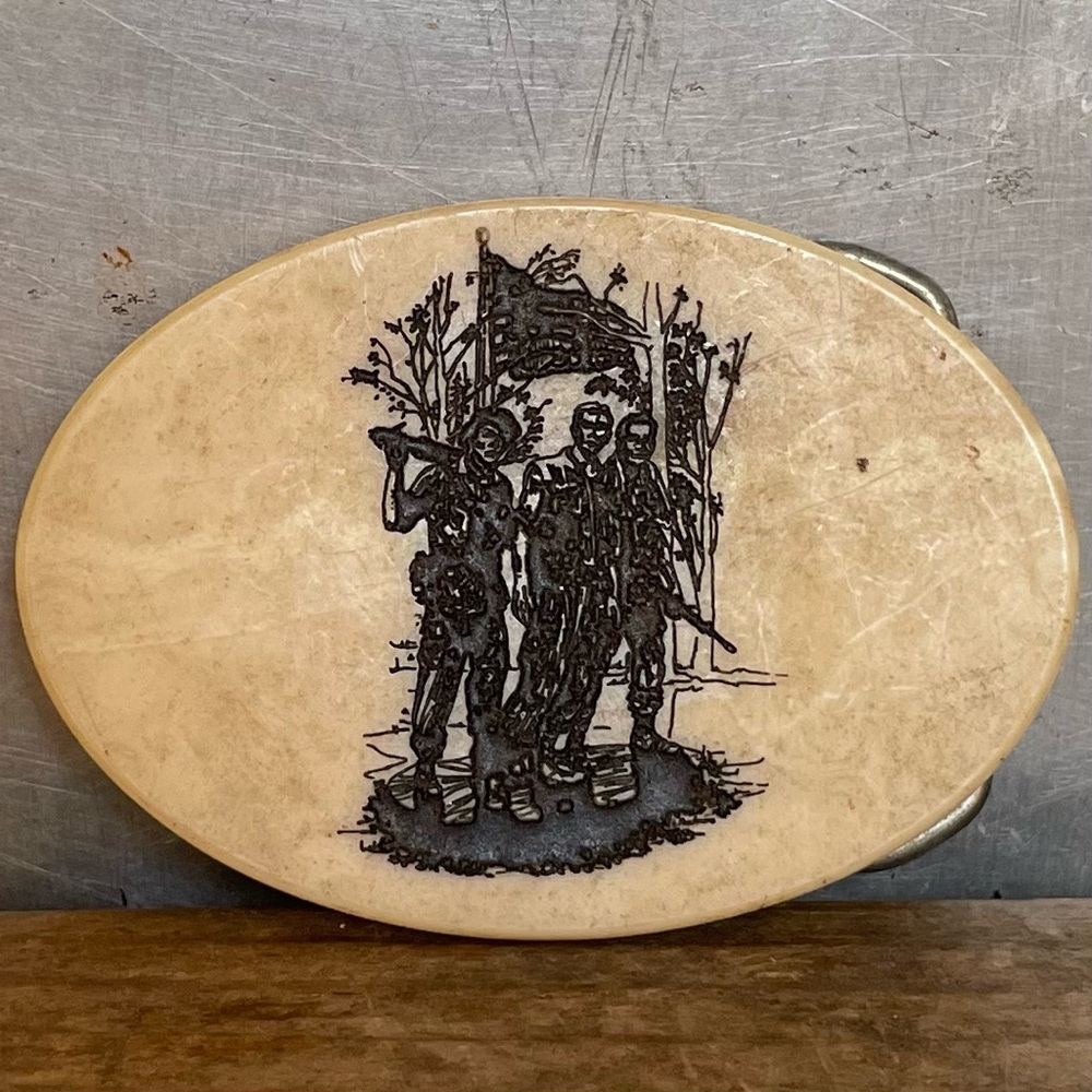 Vintage Soapstone Oval Belt Buckle Band of Brothers